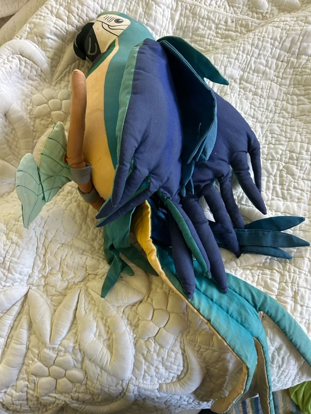 Stuffed fun Blue-Green Parrot Hanging Toy - Pets Bird large made in El Salvador